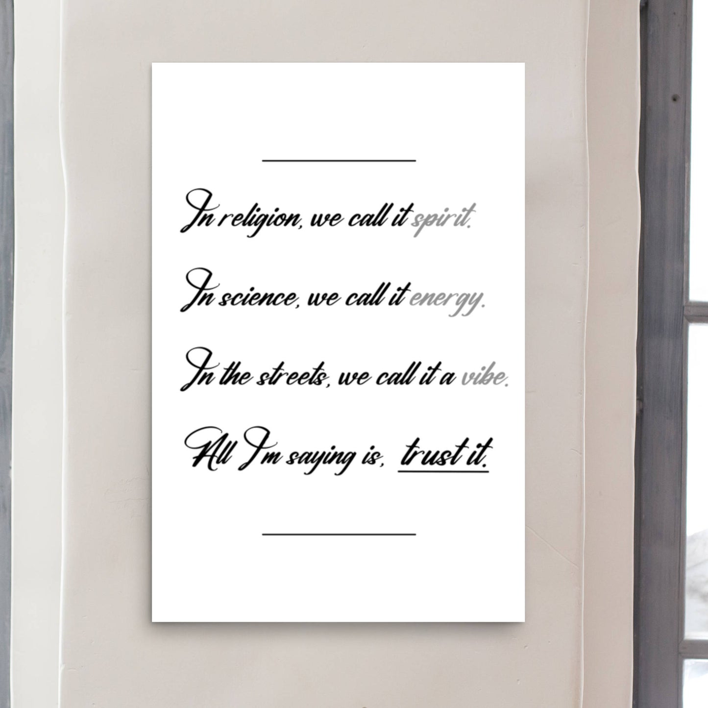 trust the feeling motivational poster wall art print
