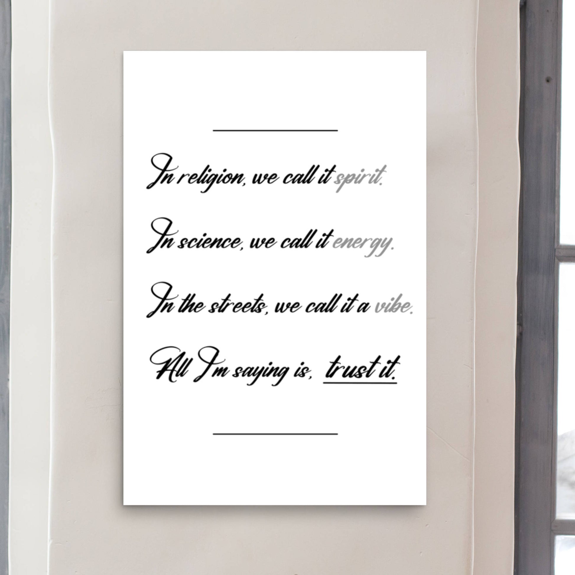 trust the feeling motivational poster wall art print