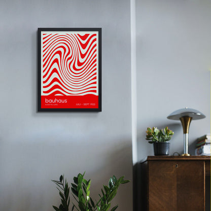bauhaus orange print on wall 