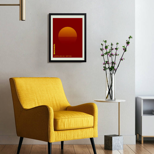 bauhaus sunrise framed print on wall 