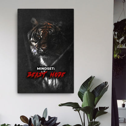motivational poster of tiger with the caption "mindset: beast mode"