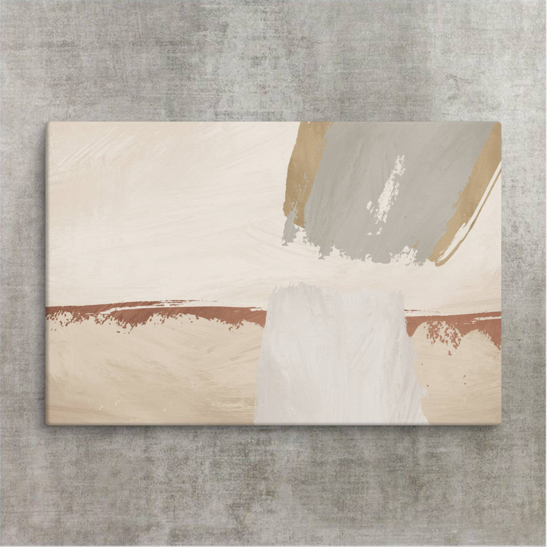 Beige Bravuras Abstract Canvas Print in a cosy dining room