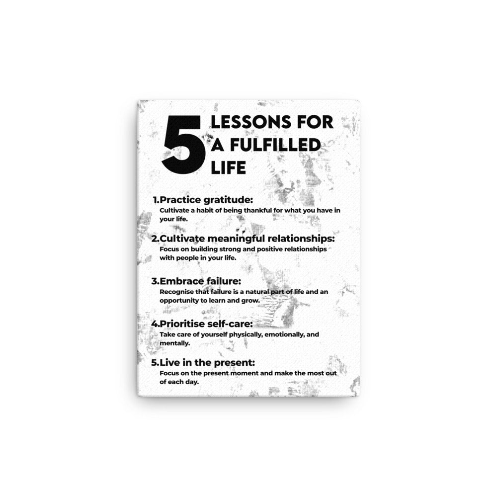 5 Lessons for Fulfilled Life Canvas Print