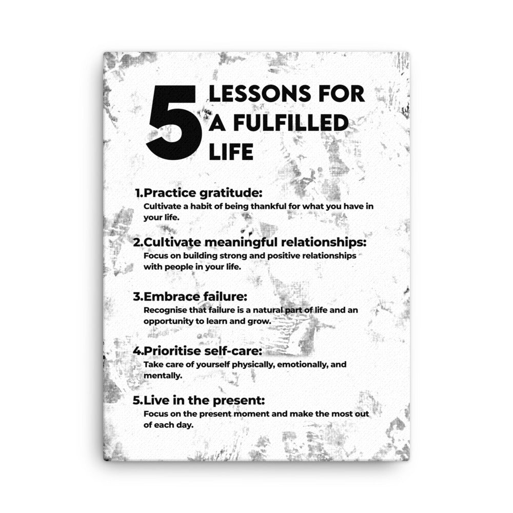 5 Lessons for Fulfilled Life Canvas Print