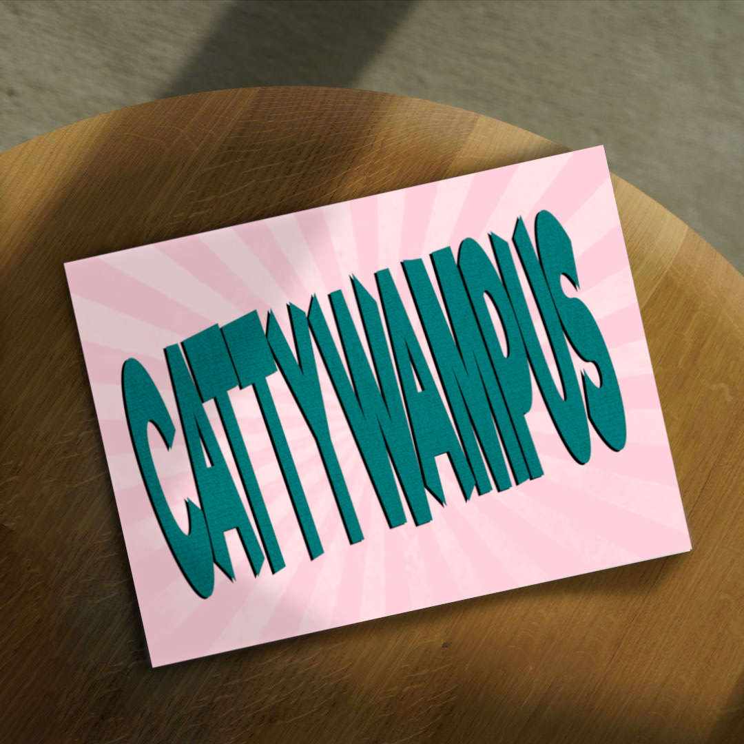 poster with the phrase "cattywampus"