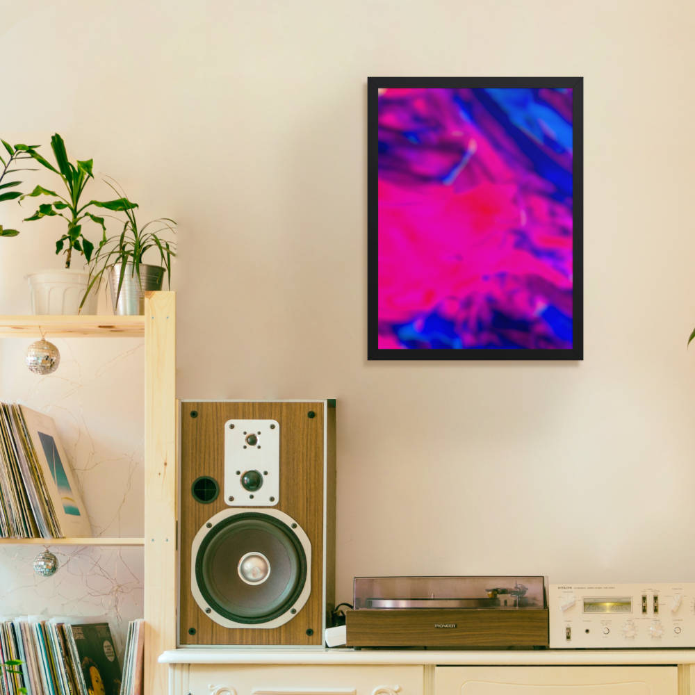 abstract color blur wall art with black frame