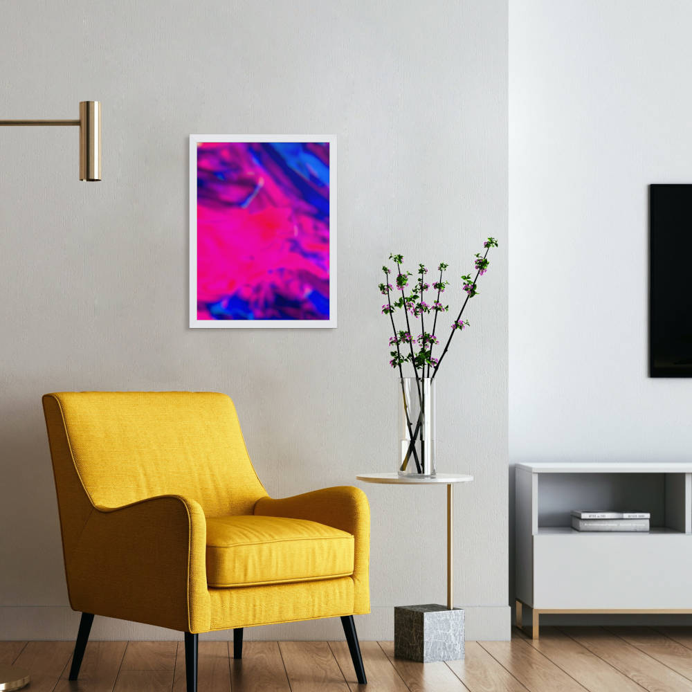 abstract color blur wall art with white frame