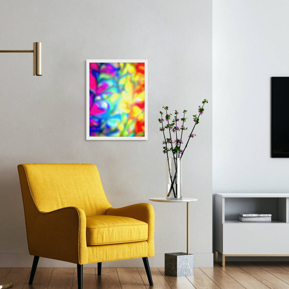 color fractures poster wall art with white frame for interior design