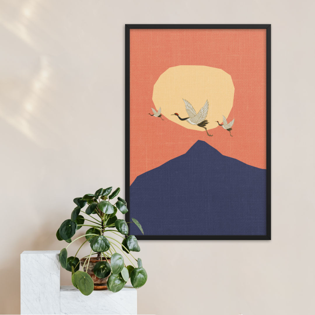 Boho Cranes of Dusk Framed Print