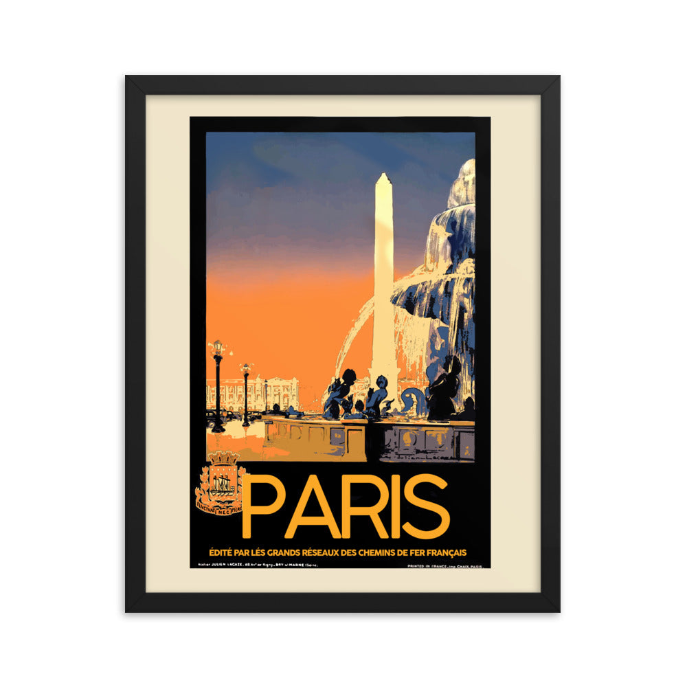 Paris Vintage Travel Poster Framed Print