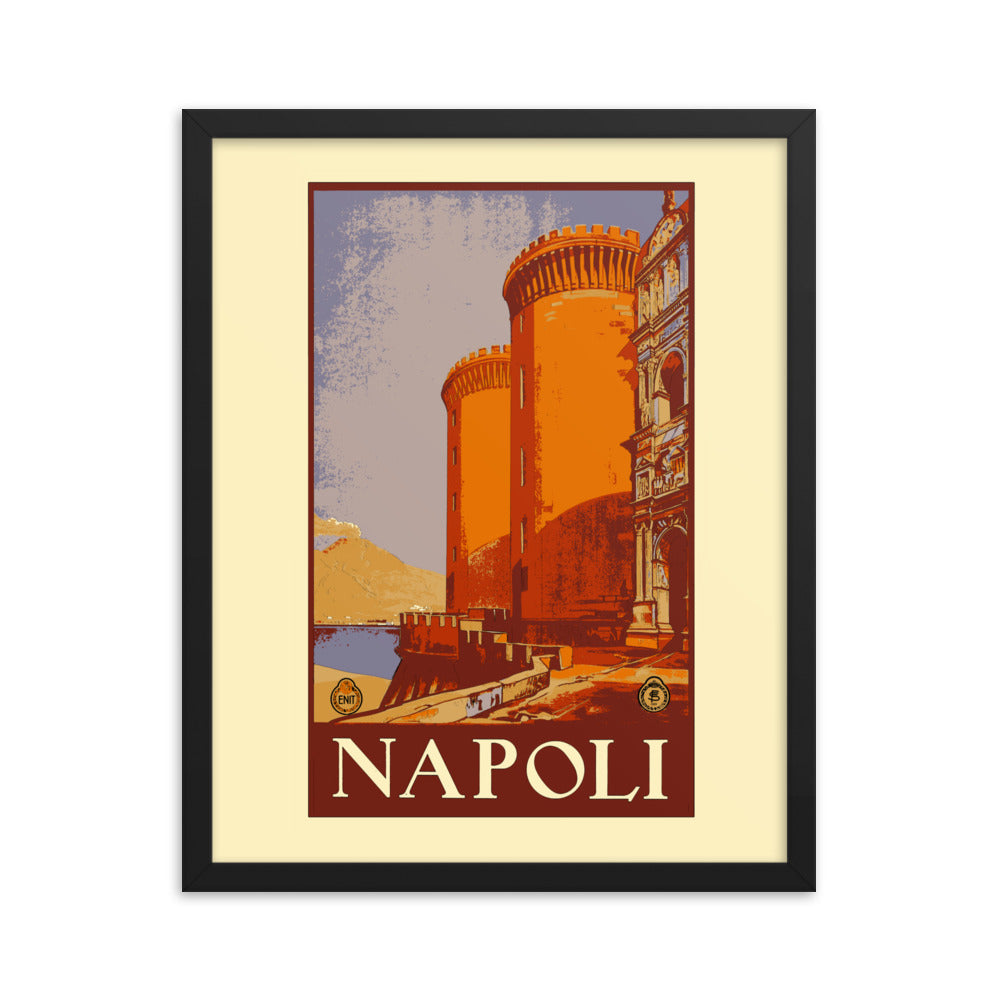 Naples Vintage Travel Poster Framed Print