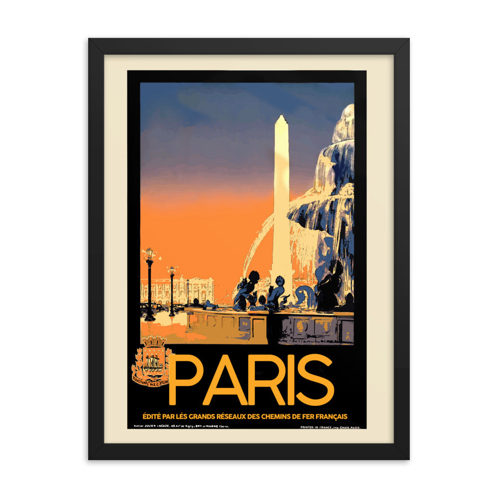 Paris Vintage Travel Poster Framed Print