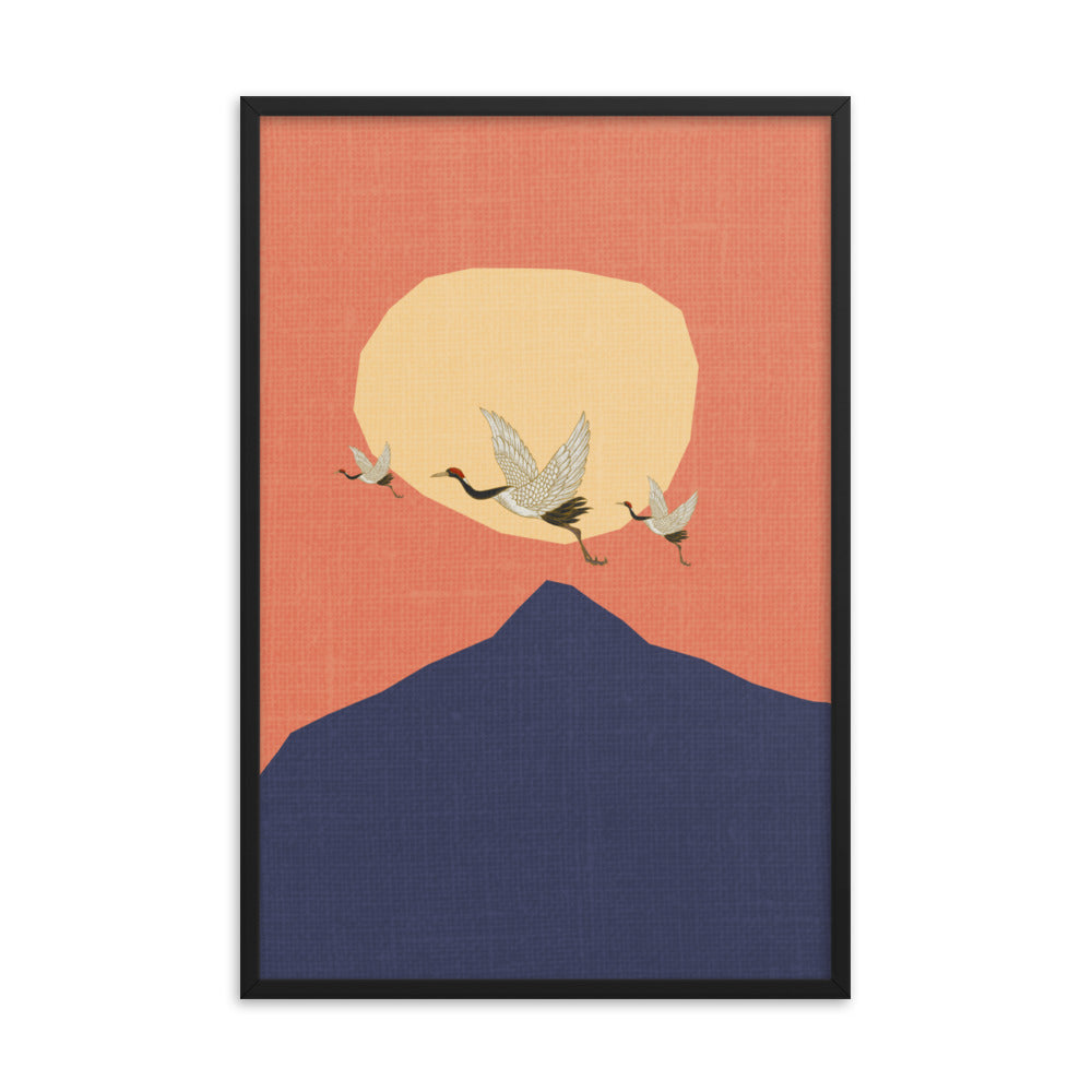 Boho Cranes of Dusk Framed Print