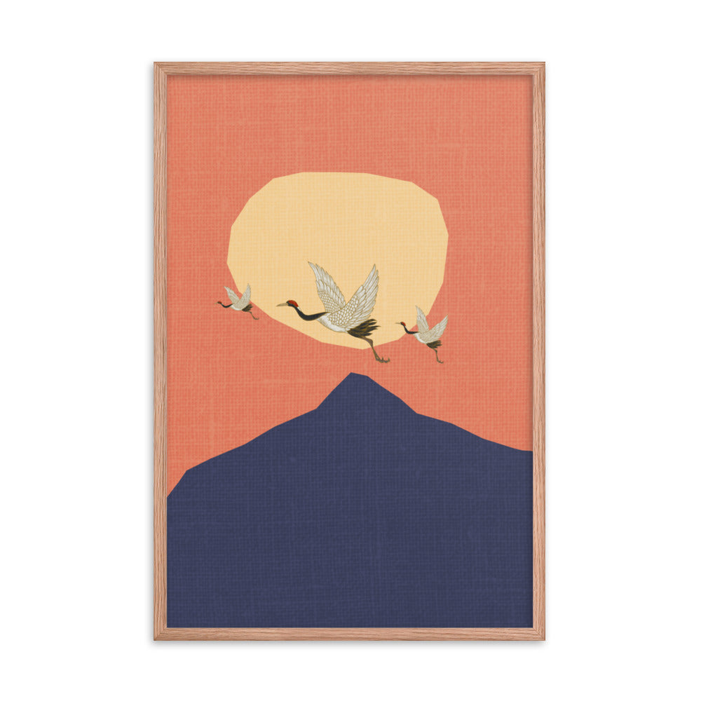 Boho Cranes of Dusk Framed Print