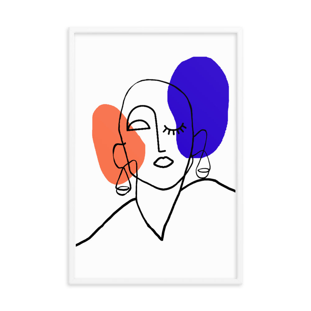 Abstract Lined Face Framed Print