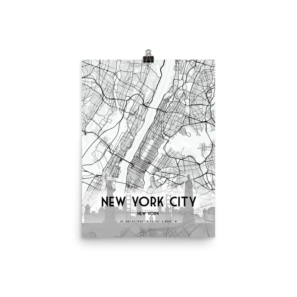 New York City Map Framed Print