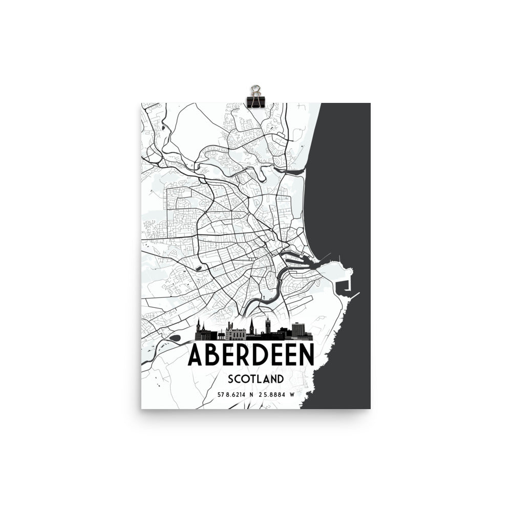 Aberdeen Map Framed Print