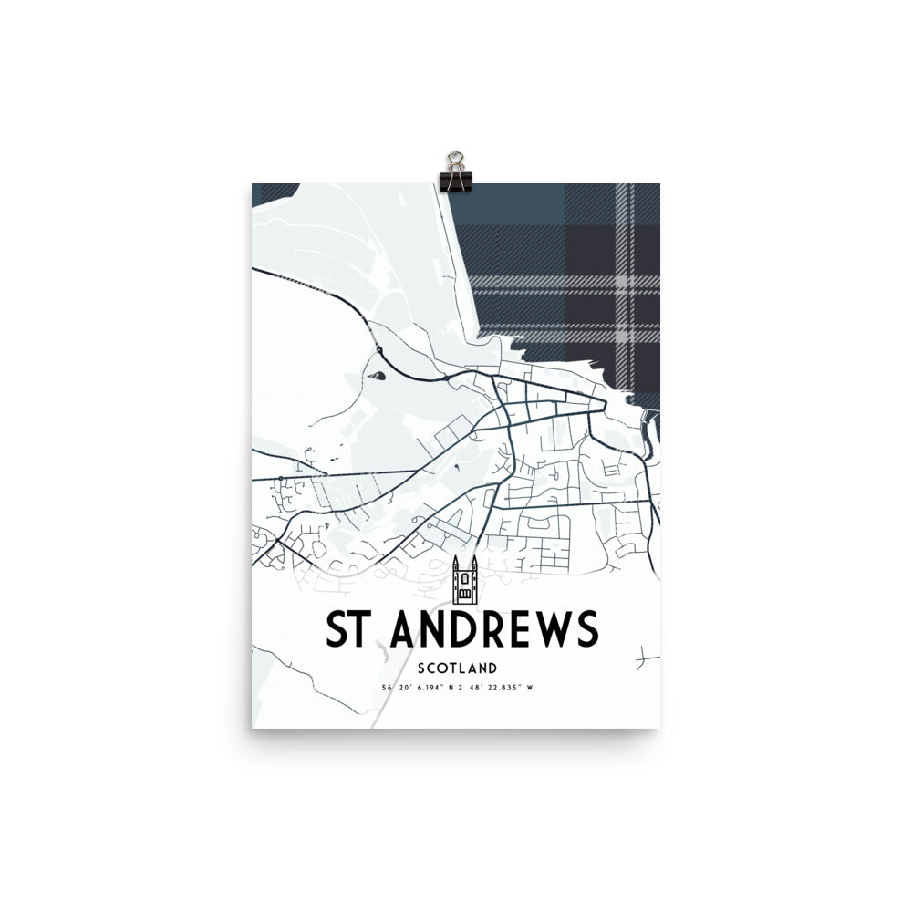 St Andrews Map Framed Print