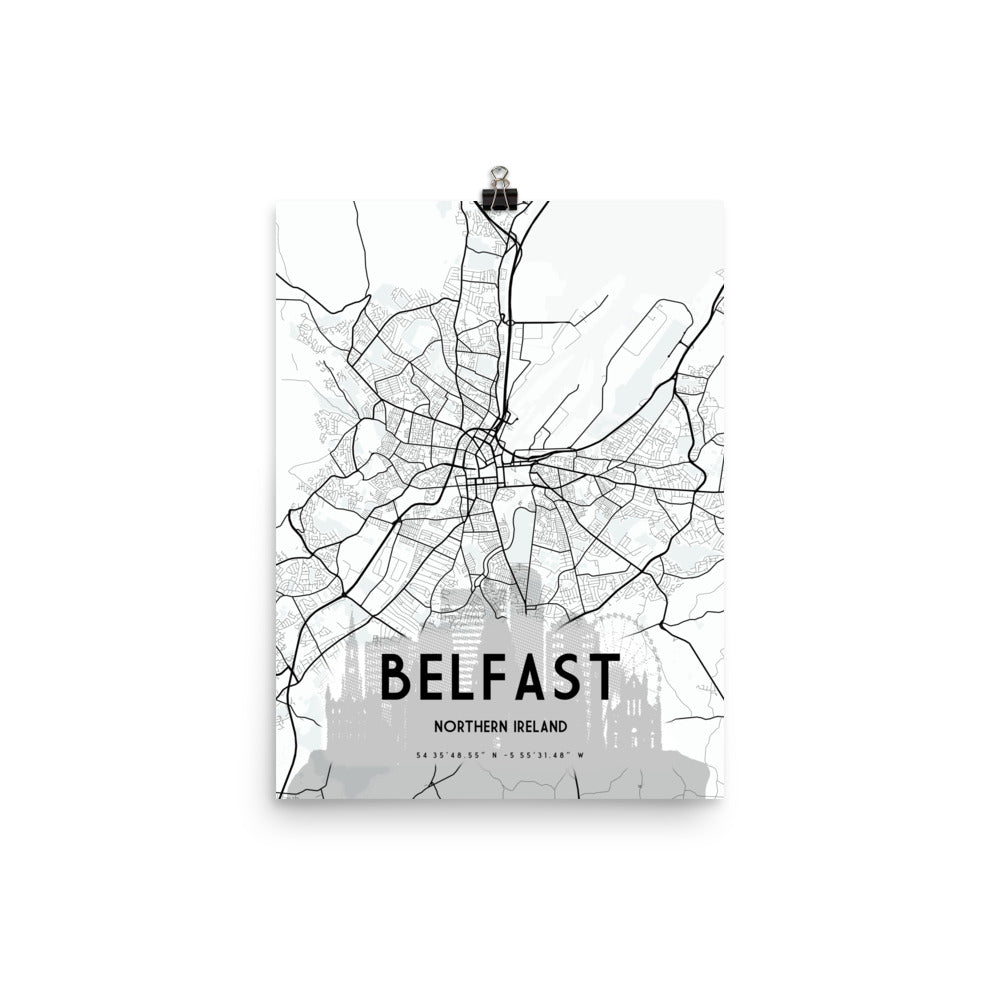 Belfast Map Framed Print