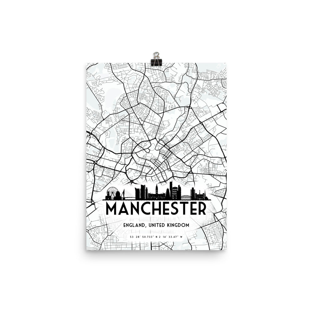 Manchester Map Framed Print