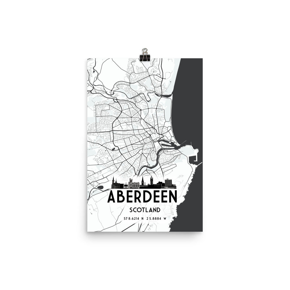 Aberdeen Map Framed Print