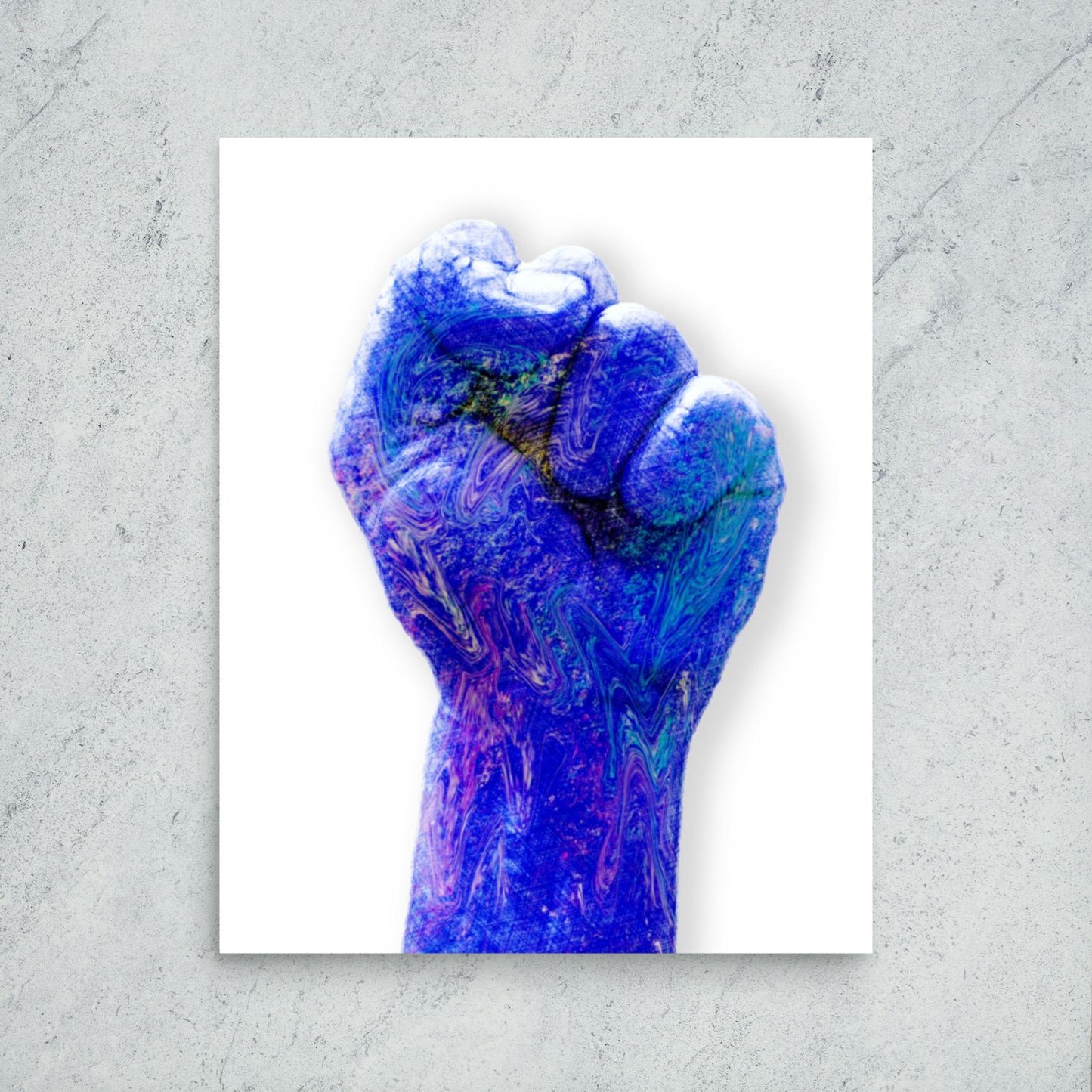 Blue Raised Fist Framed Print