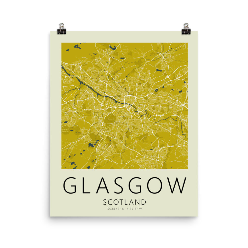 Glasgow Map Framed Print