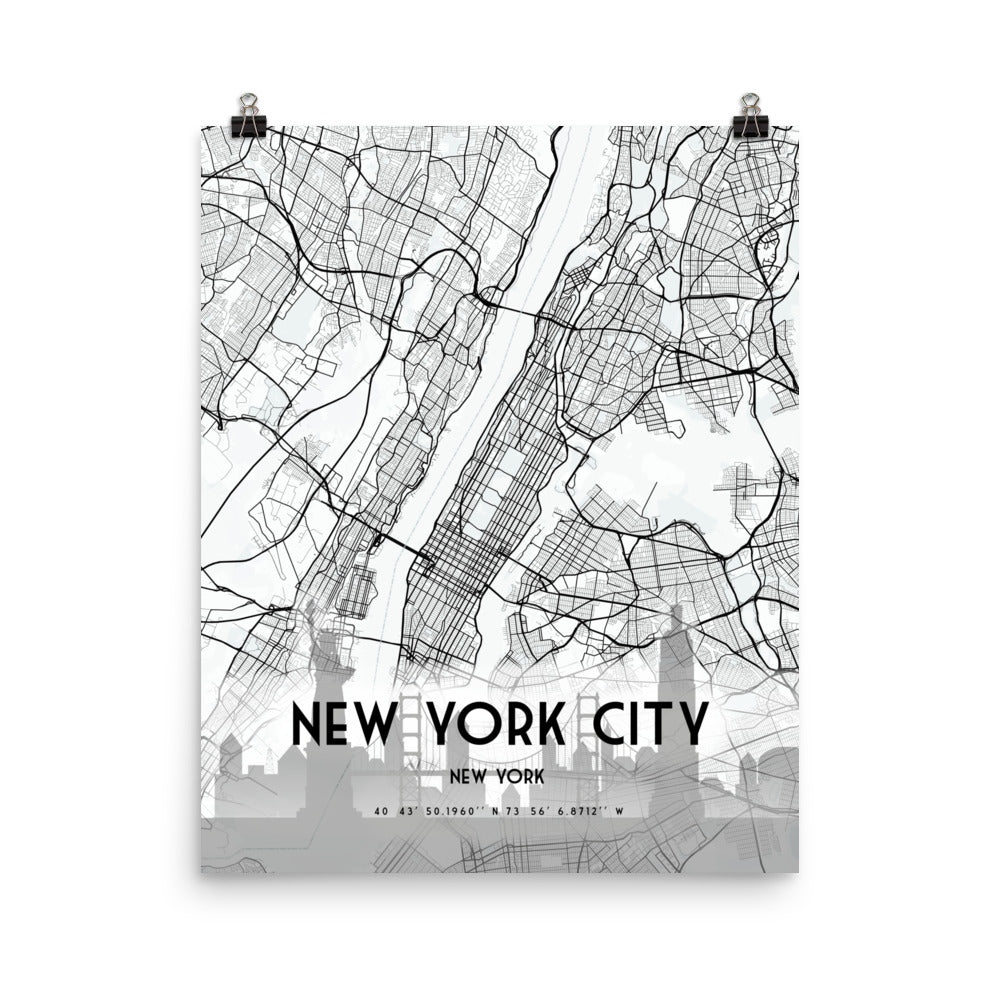 New York City Map Framed Print