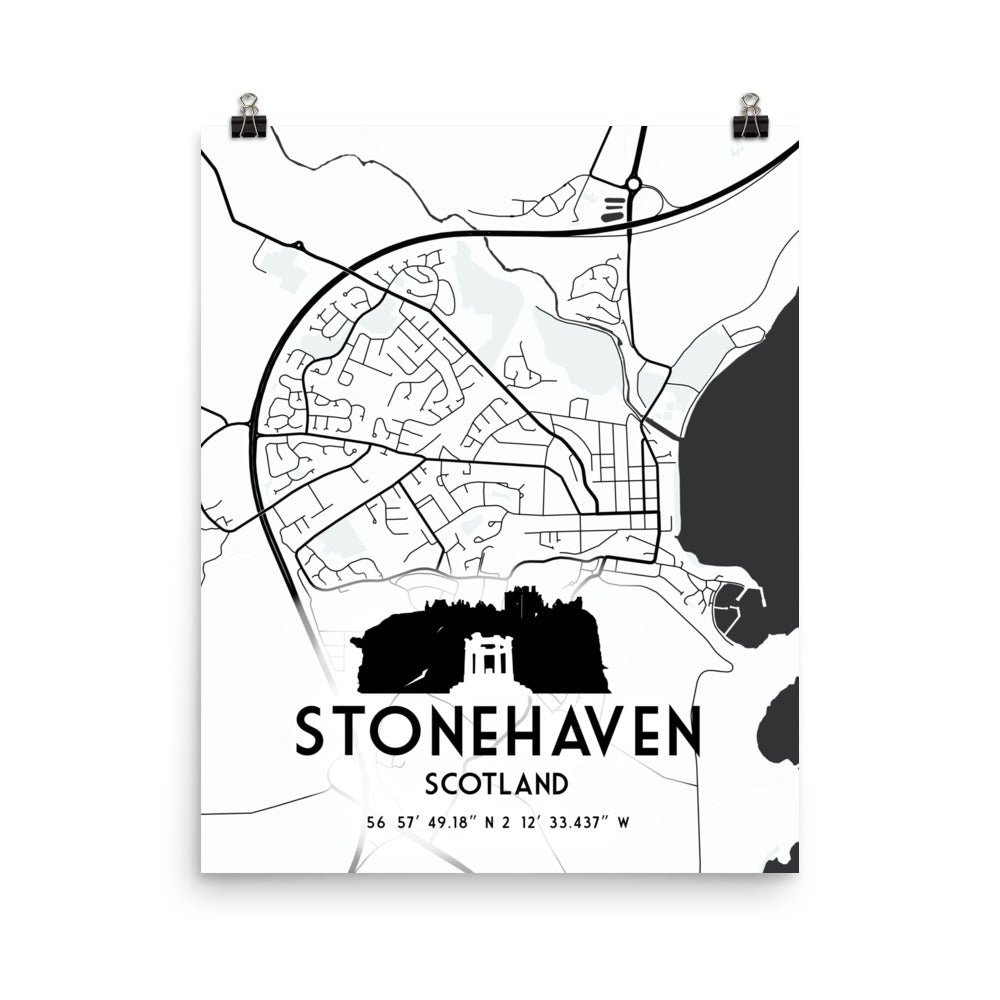 Stonehaven Map Framed Print