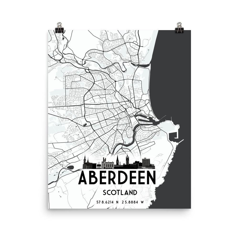 Aberdeen Map Framed Print