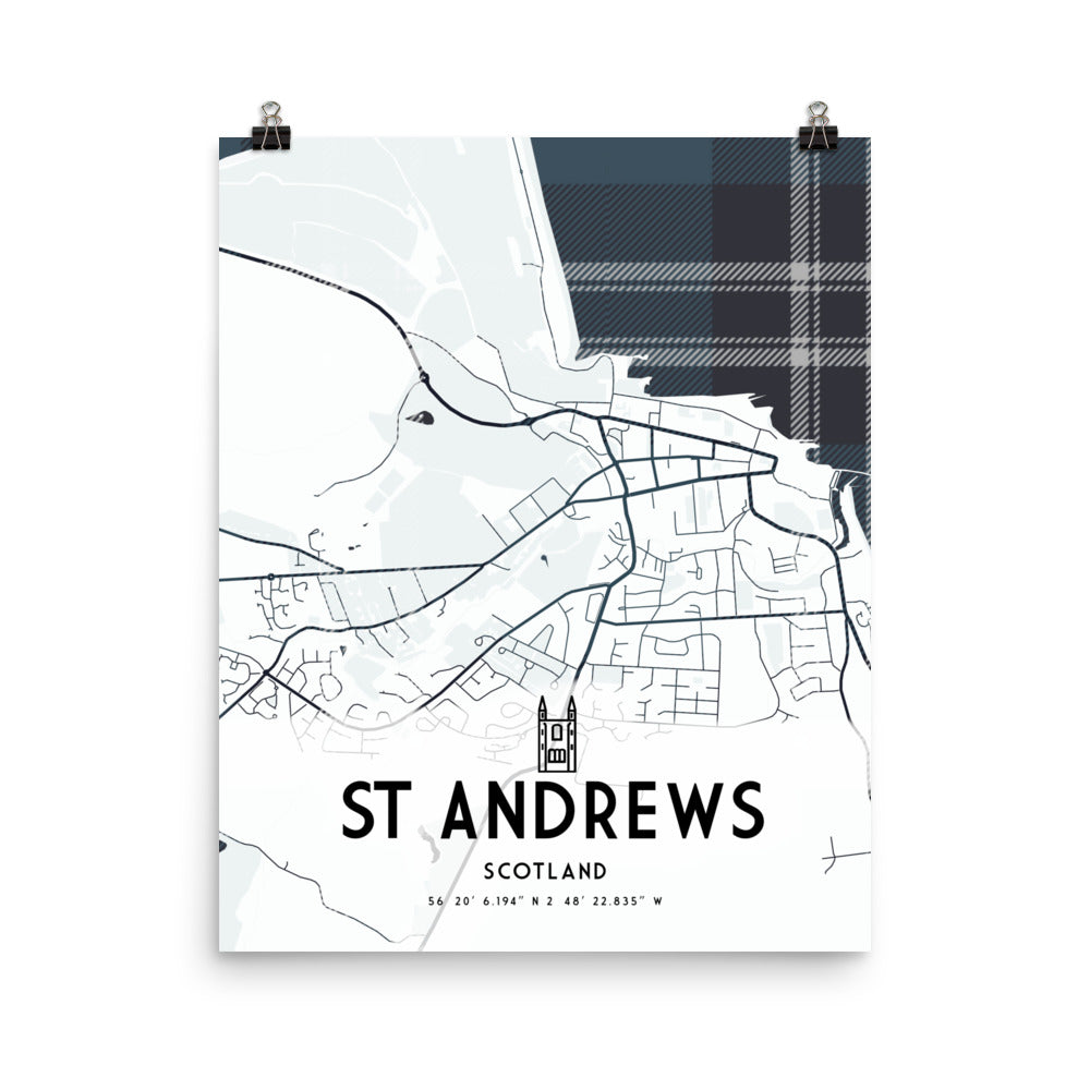 St Andrews Map Framed Print