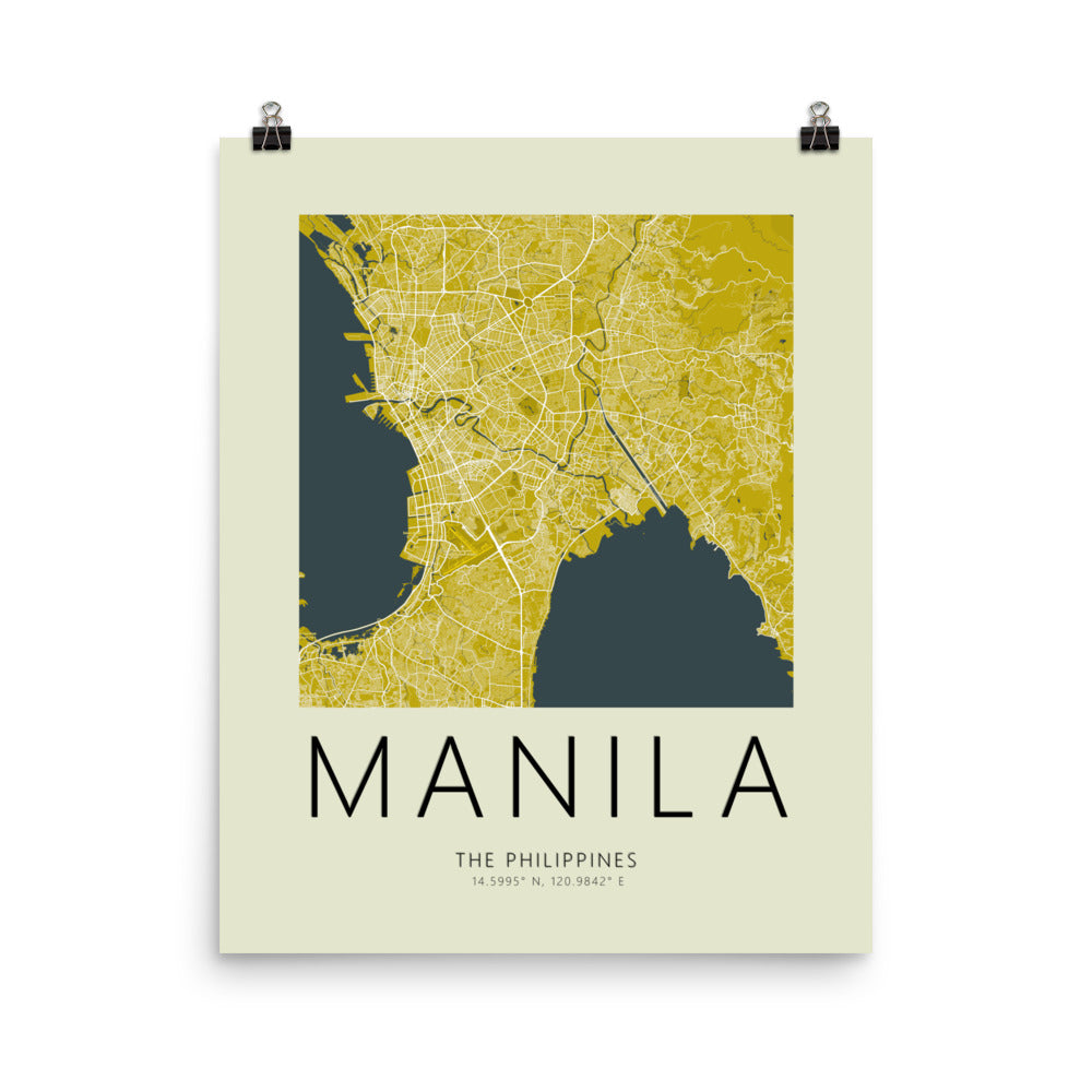 Manila Map Framed Print