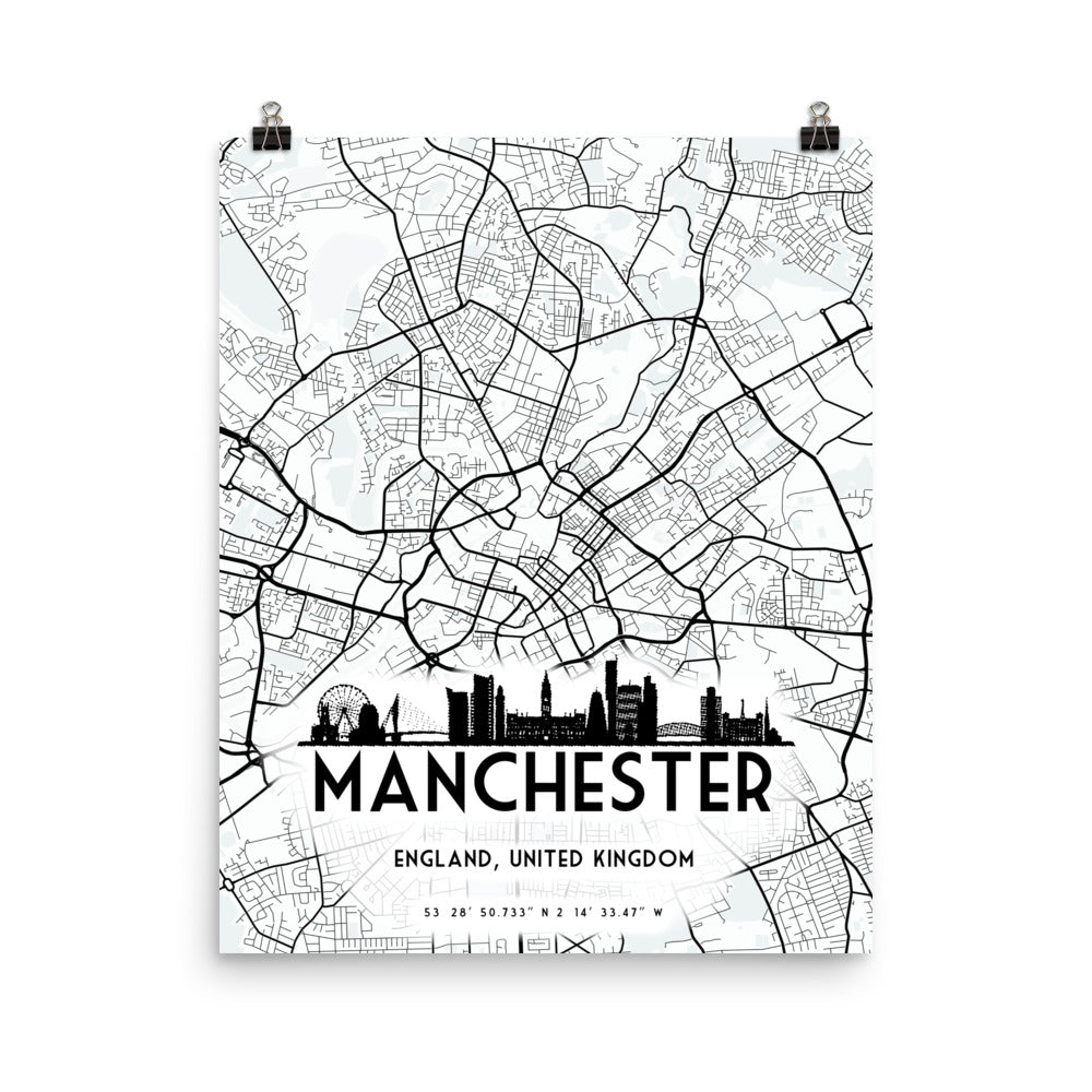 Manchester Map Framed Print