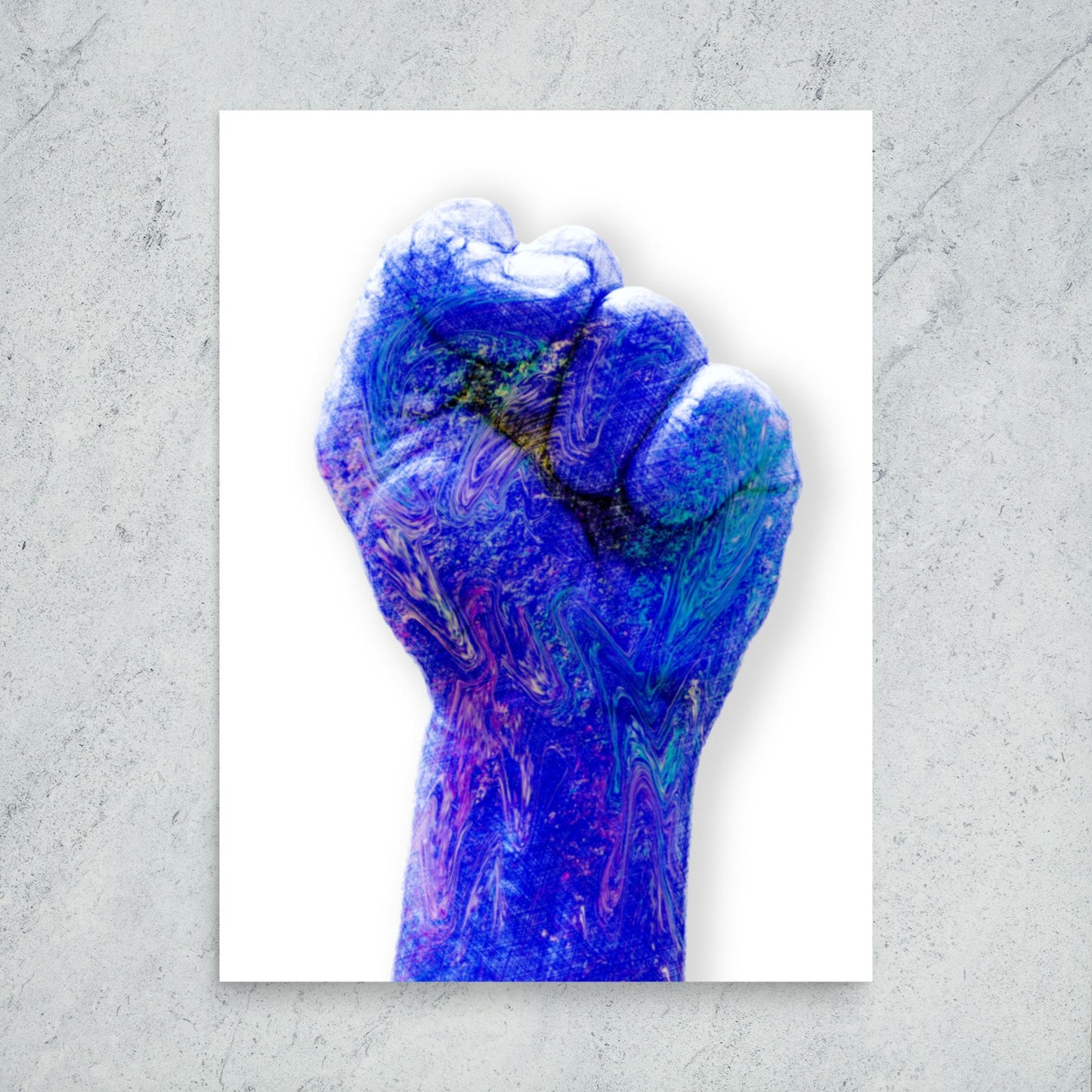 Blue Raised Fist Framed Print