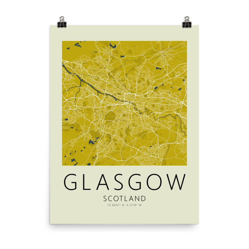 Glasgow Map Framed Print