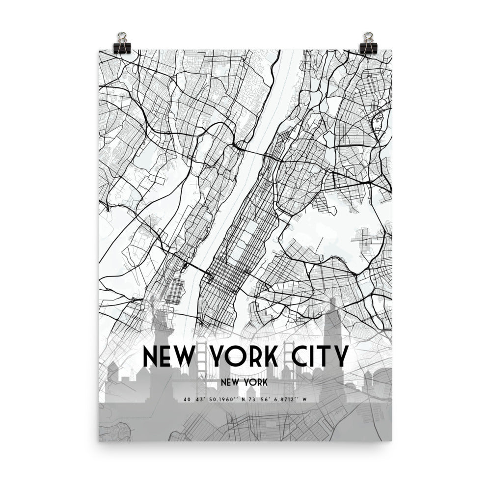 New York City Map Framed Print