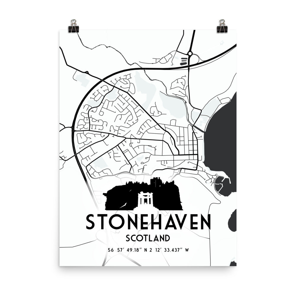 Stonehaven Map Framed Print