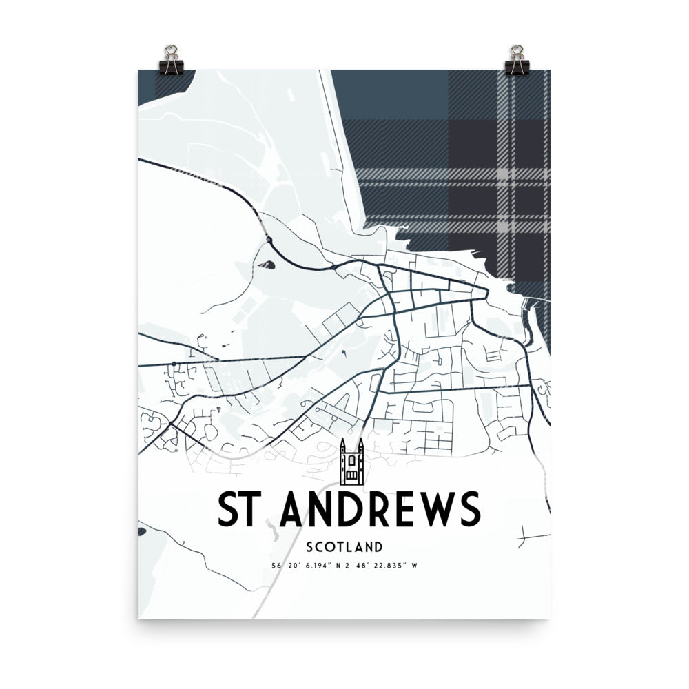 St Andrews Map Framed Print