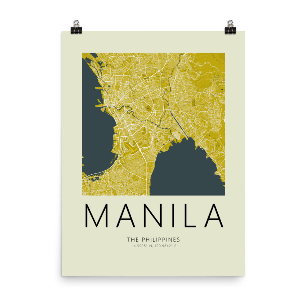 Manila Map Framed Print