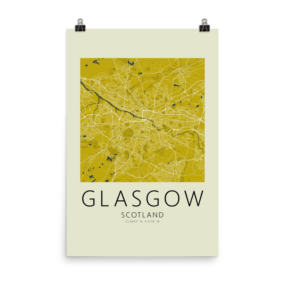 Glasgow Map Framed Print