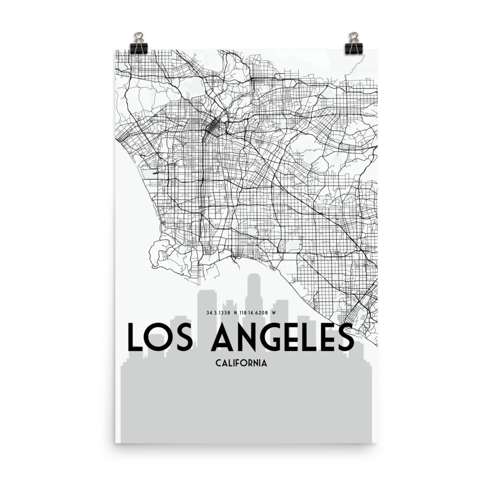 Los Angeles Map Framed Print