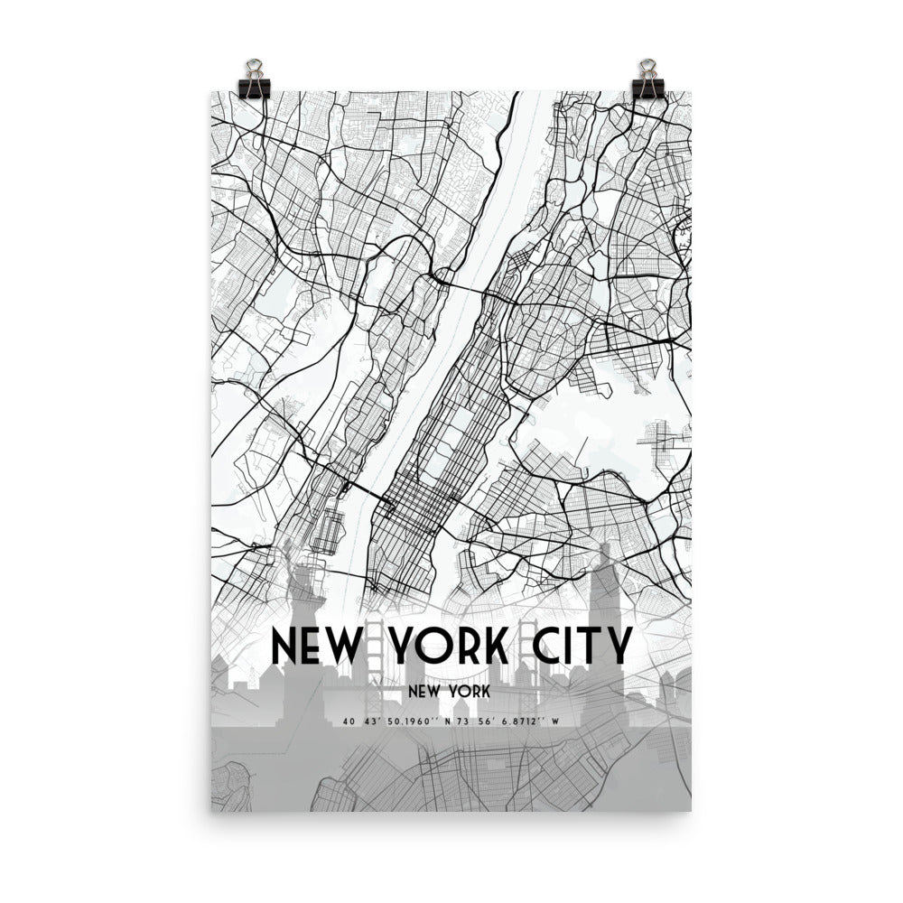 New York City Map Framed Print