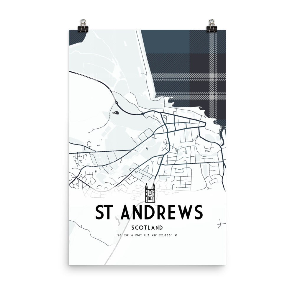 St Andrews Map Framed Print