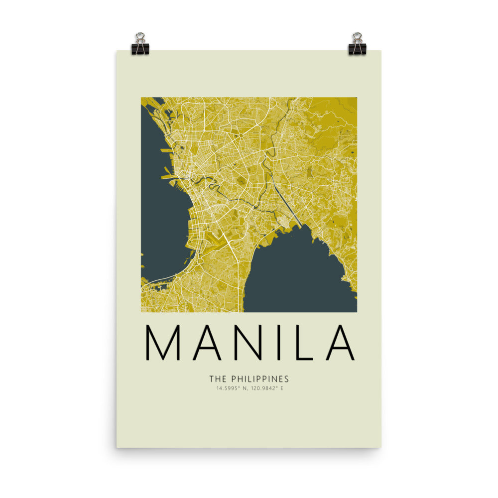 Manila Map Framed Print