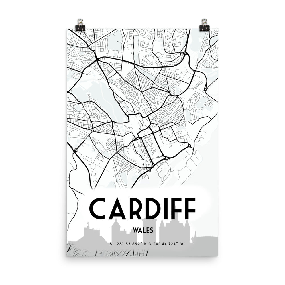 Cardiff Map Framed Print