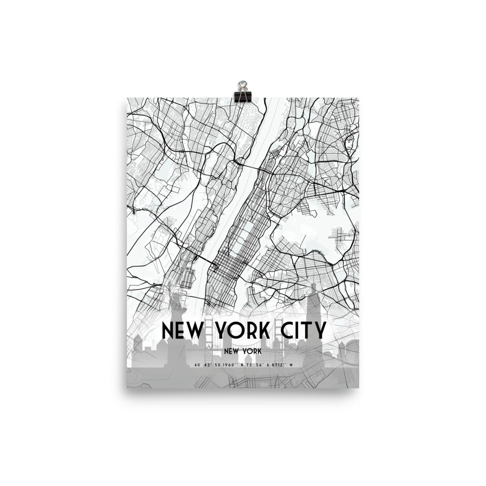 New York City Map Framed Print