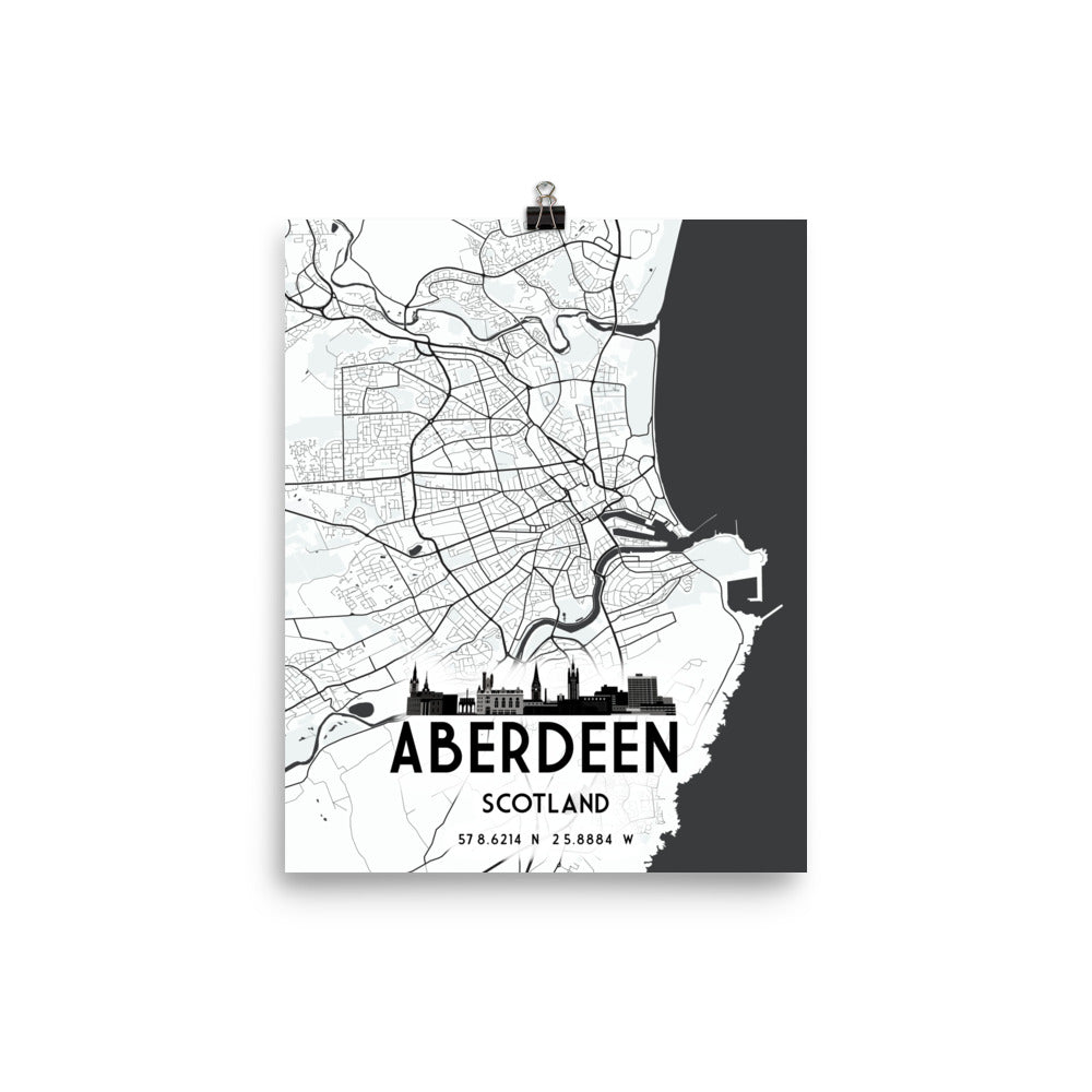 Aberdeen Map Framed Print