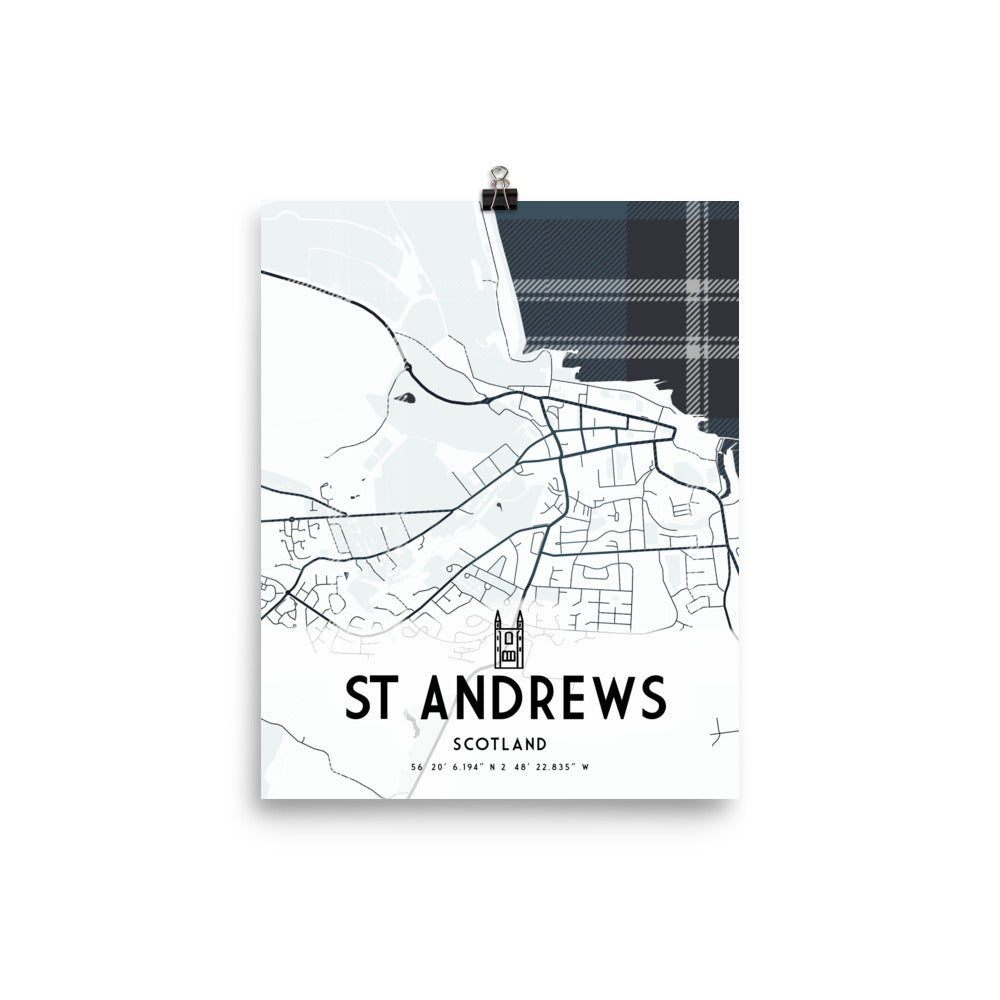 St Andrews Map Framed Print