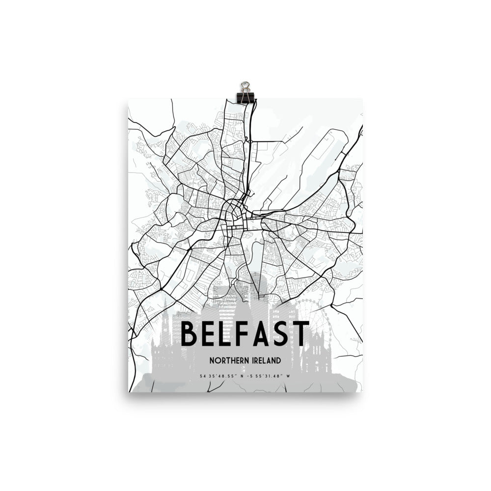 Belfast Map Framed Print