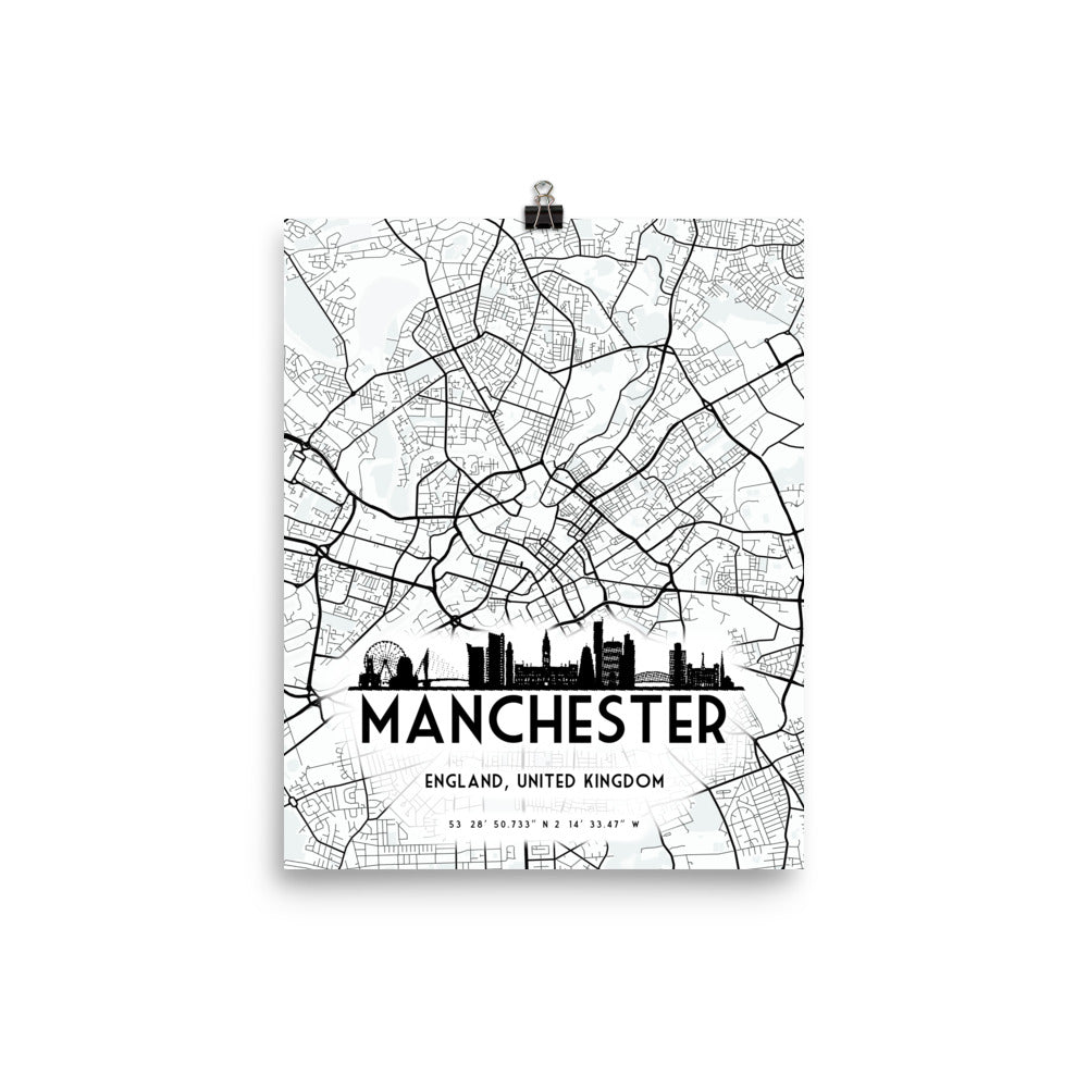 Manchester Map Framed Print